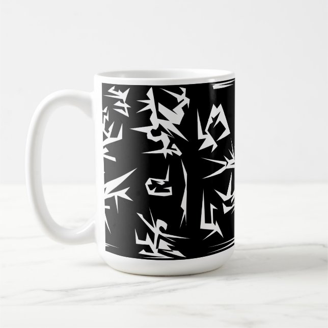 Abstrakte Schwarz-Weiß-Kunst Funky Kaffeetasse (Links)