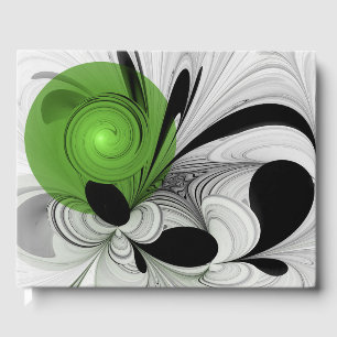 Abstrakte Schwarz-Weiß-Kunst mit grünem Fraktal Gästebuch