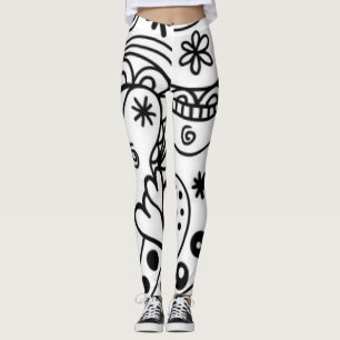 Abstrakte Schwarz-Weiß-Leggings Leggings
