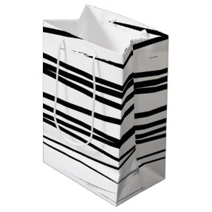 Abstrakte Schwarz-Weiß-Leinen Mittlere Geschenktüte