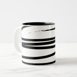 Abstrakte Schwarz-Weiß-Leinen Zweifarbige Tasse