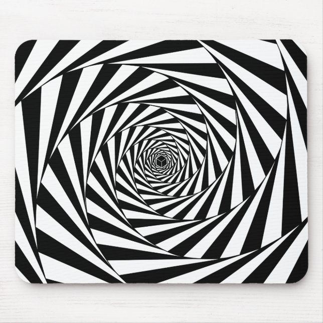 Abstrakte Schwarz-Weiß-Spiralen Mousepad (Vorne)