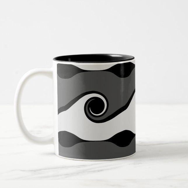 Abstrakte Schwarz-Weiß-Waagen Zweifarbige Tasse (Links)