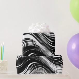 Abstrakte Schwarz-Weiß-Welle Geschenkpapier