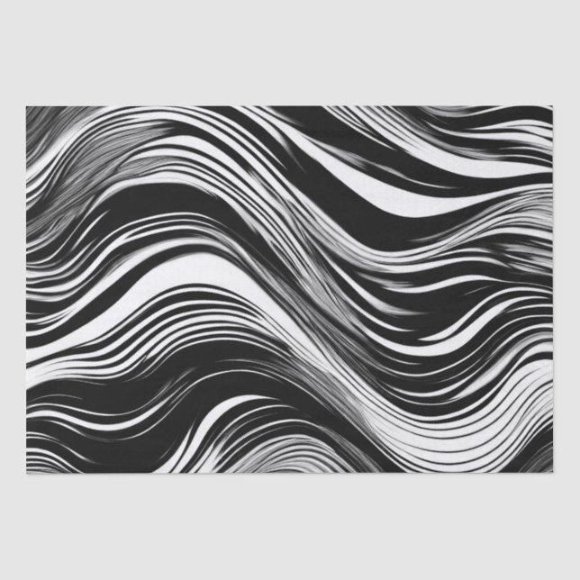 Abstrakte Schwarz-Weiß-Welle Seidenpapier (Vorderseite)