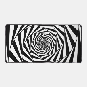 Abstrakte Schwarz-Weiß-Wirbel-Spiral-Treppen-Kunst Schreibtischunterlage