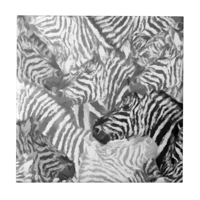 Abstrakte Schwarz-Weiß-Zebra Fliese (Vorderseite)