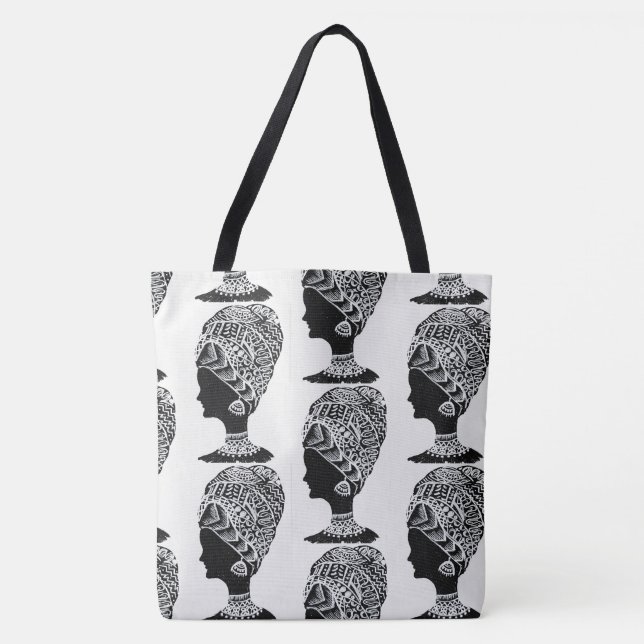 Abstrakte Schwarz-Weiß-Zentangle-Tasche Tasche (Vorderseite)