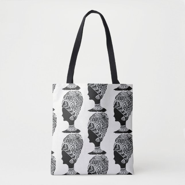 Abstrakte Schwarz-Weiß-Zentangle-Tasche Tasche (Vorderseite)