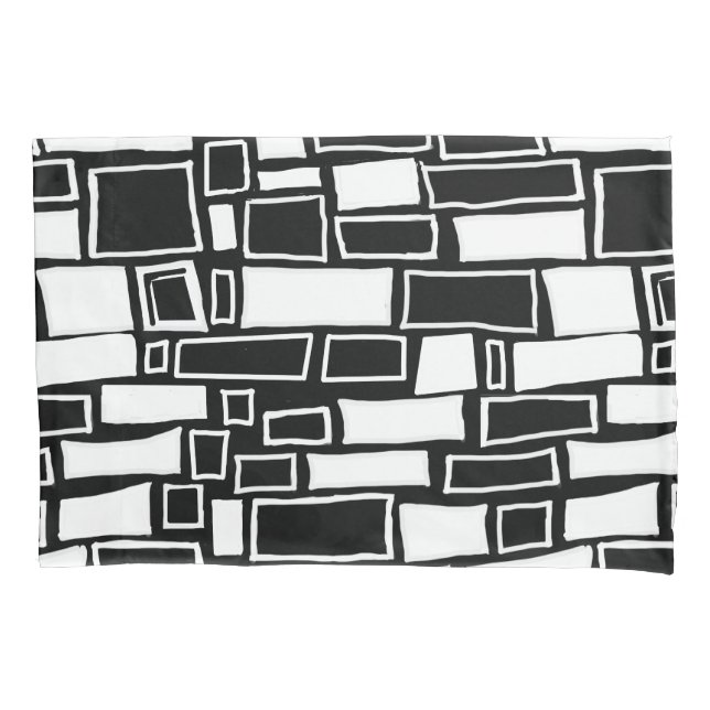 Abstrakte Schwarz-weiße Geometrie Kissenbezug (Vorderseite-Links)