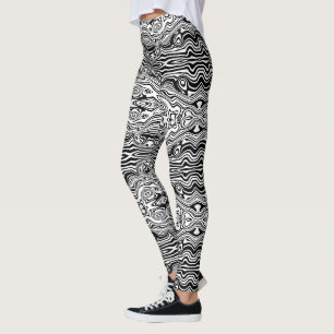Abstrakte Schwarz-weiße Leggings wählen Farben aus