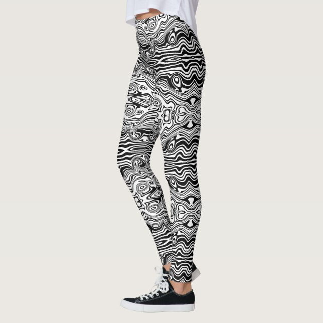 Abstrakte Schwarz-weiße Leggings wählen Farben aus (Links)