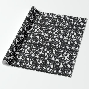 Abstrakte schwarz‑weiße Tulpen‑Paisley‑Blumen Geschenkpapier