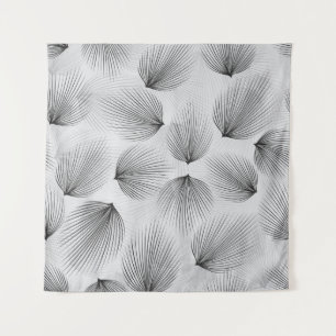 Abstrakte Schwarze Blume auf grauem Hintergrund Wandteppich