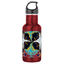 Abstrakte schwarze Blumen-Wasserflasche