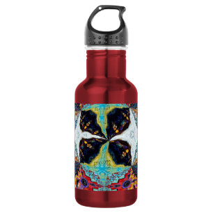 Abstrakte schwarze Blumen-Wasserflasche Edelstahlflasche