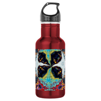 Abstrakte schwarze Blumen-Wasserflasche Edelstahlflasche