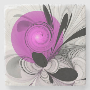 Abstrakte schwarze Grau mit Magenta-Fraktalkunst Steinuntersetzer