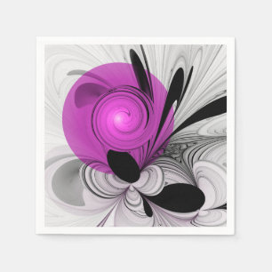 Abstrakte schwarze graue Magenta-Fraktalkunst Serviette