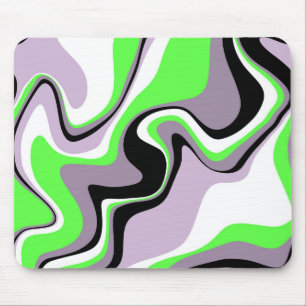 Abstrakte schwarze, graue und neongrüne Flüssigkei Mousepad