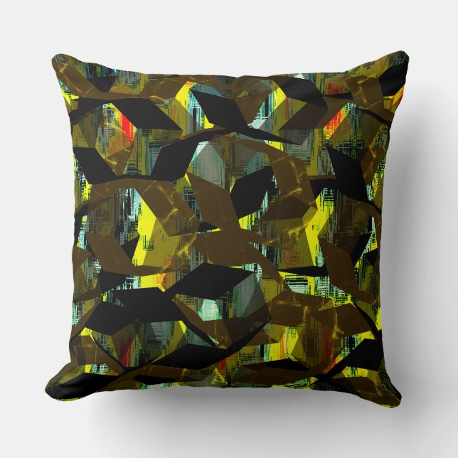 Abstrakte schwarze Hexagons auf pixelförmigen Bild Kissen (Vorderseite)