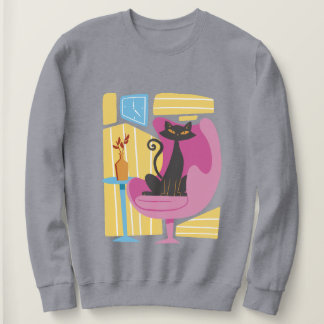 Abstrakte schwarze Katze der Frauen Sweatshirt