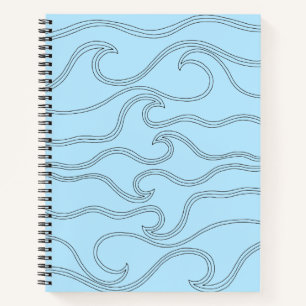 Abstrakte schwarze Linie, blaue Hintergrundfarbe Notizbuch