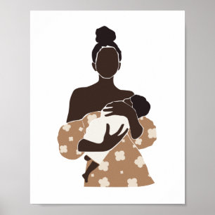 Abstrakte schwarze Mutter, die Baby-Kunst hält Poster