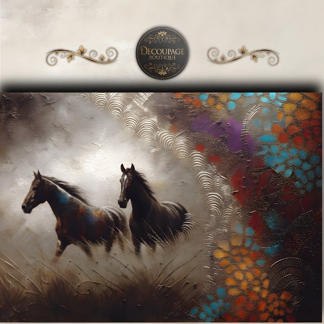 Abstrakte schwarze Pferde Kunst Decoupage Seidenpapier (Abstract Black Horses Art Decoupage Tissue Paper)
