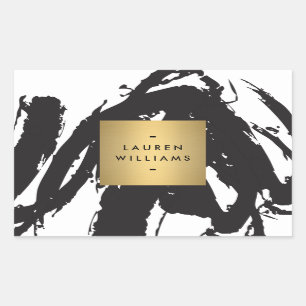 Abstrakte schwarze Pinselstriche Personalisierte S Rechteckiger Aufkleber
