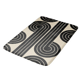 Abstrakte schwarze Retro-Linien Badematte
