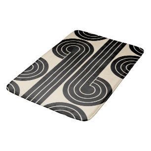 Abstrakte schwarze Retro-Linien Badematte