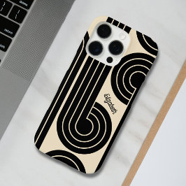 Abstrakte schwarze Retro-Linien iPhone 16 Pro Hülle
