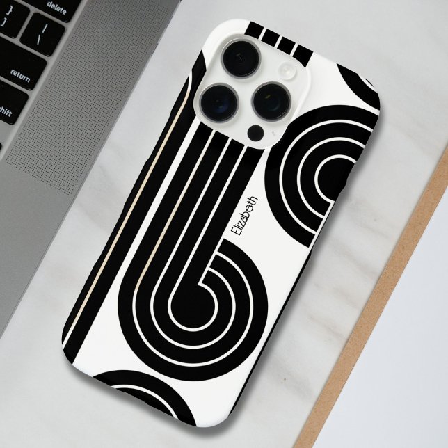 Abstrakte schwarze Retro-Linien iPhone 16 Pro Hülle (Von Creator hochgeladen)