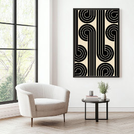 Abstrakte schwarze Retro-Linien Poster
