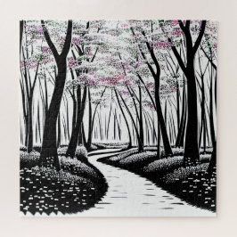 Abstrakte Schwarze Silhouette Bäume mit Lila Blätt
