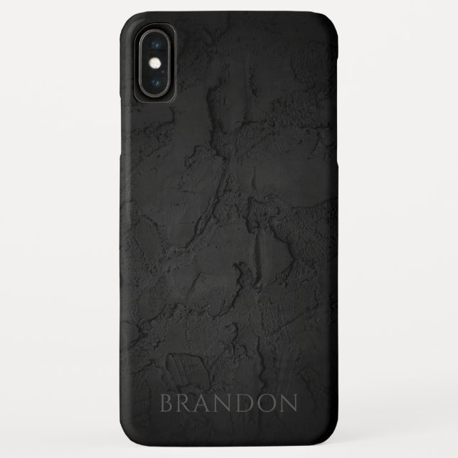Abstrakte schwarze Textur Personalisierter Name Case-Mate iPhone Hülle (Rückseite)