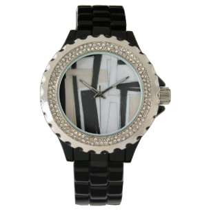 Abstrakte schwarze u. weiße Malerei Armbanduhr