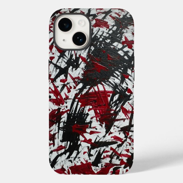 Abstrakte schwarze und rote Markierungen Case-Mate iPhone 14 Hülle (Rückseite)