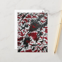 Abstrakte schwarze und rote Markierungen Postkarte