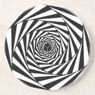 Abstrakte schwarze und weiße Wirbel-Spiral-Treppe Getränkeuntersetzer
