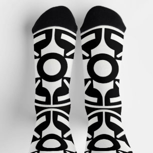 Abstrakte Schwarzweiß-Symbolische Geometrie Socken