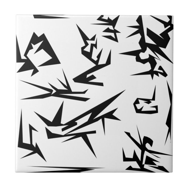Abstrakte Schwarzweißkunst Fliese (Vorderseite)