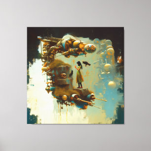 Abstrakte SciFi Cat Raven Occult Dark Witchy Kunst Leinwanddruck