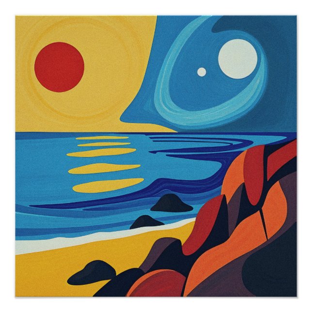Abstrakte Seascape Art Poster (Vorderseite)