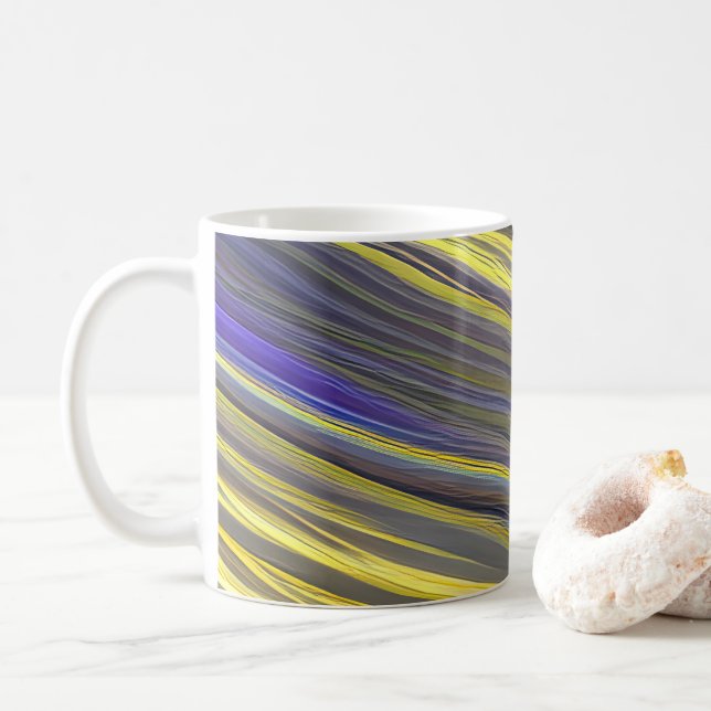 Abstrakte Seascape Fractured Waves 06 Kaffeetasse (Mit Donut)