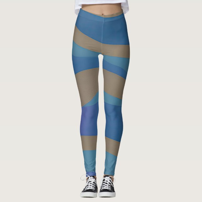 Abstrakte Seascape Fractured Waves 12 Leggings (Vorderseite)