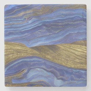 Abstrakte Seascape Fractured Waves 14 Steinuntersetzer