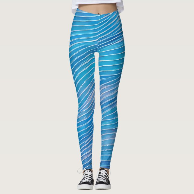 Abstrakte Seascape Fractured Waves 21 Leggings (Vorderseite)