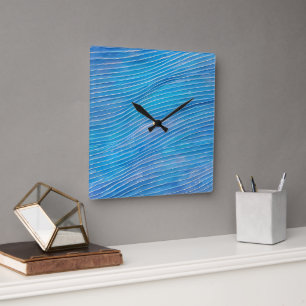 Abstrakte Seascape Fractured Waves 21 Quadratische Wanduhr